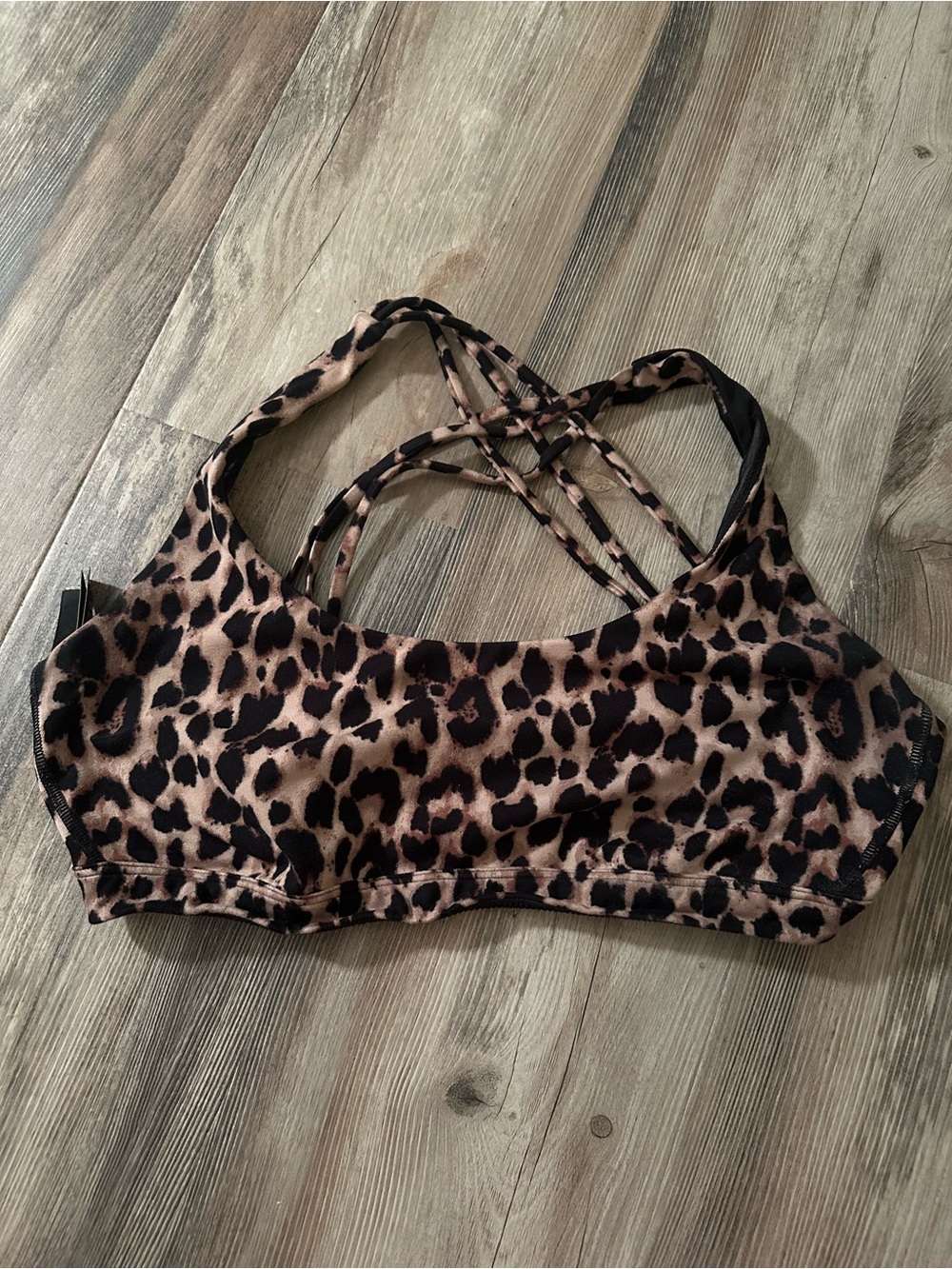 Leopard Print Strappy Bralette - Women sports bra large